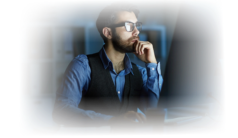 Accounting professional reviewing firm dashboard